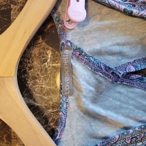 Loveappella Jesa Maxi Dress - Blue & Pink Floral Soft Knit - Size Large - Picture 7 of 8